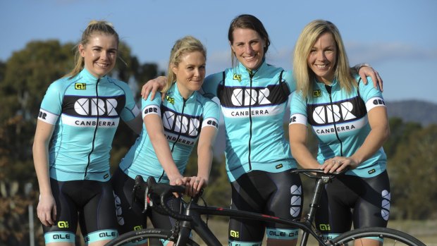 Alex Nicholls, Laura Darlington, Iona Halliday and Belinda Chamberlain will ride for the new CBR Women's Cycling team.