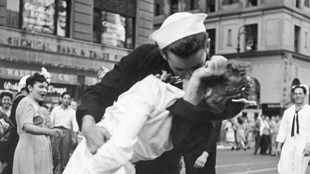 Hoax ... some have suggested the picture was made to look like this famous shot of a sailor kissing a nurse in Times Square in New York.