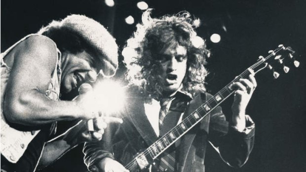Still rockin' today ... AC/DC's Brian Johnson (left) and Angus Young cranking it up in 1988.