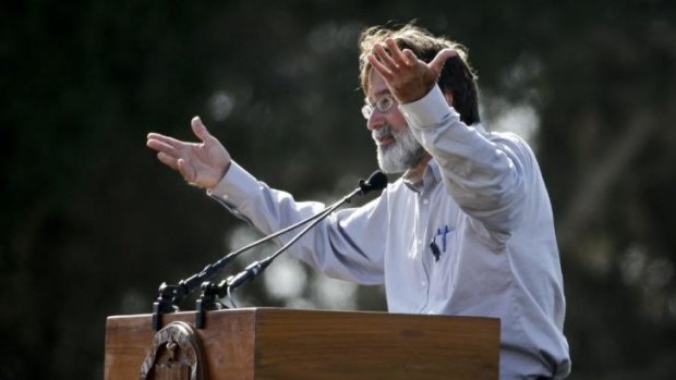 Richard Martinez talks about his son during a memorial service for the victims at the University of California, Santa Barbara.