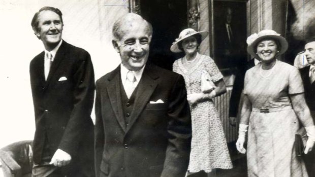 First day of office &#8230; Malcolm Fraser, left, Sir Zelman Cowen, Tammy Fraser and Lady Cowen.