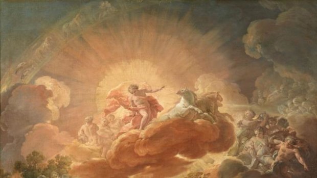 Corrado Giaquinto's <i>The birth of the Sun and the Triumph of Bacchus</i>, (La nascita del Sole e il Trionfo di Bacco), 1761. oil on canvas 168.0 x 141.5 cm  Museo Nacional del Prado, Madrid (P00103) Spanish Royal Collection