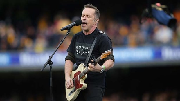 Mark Seymour of Hunters and Collectors at the half-time break.