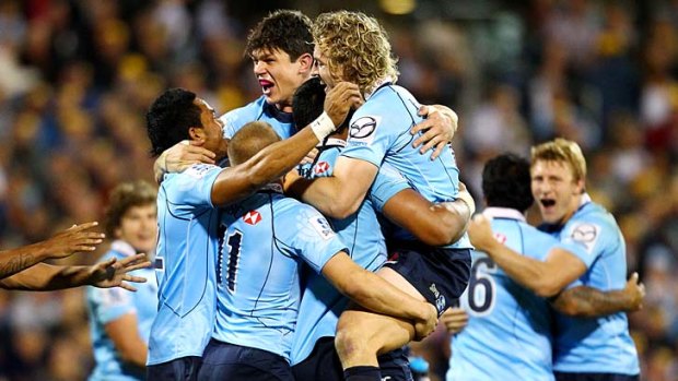 Back on track .. the Waratahs rebounded from their shock loss to the Cheetahs with a last-minute win over the Brumbies on Saturday.