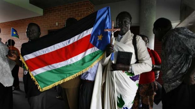 Decision day ... Sudanese voters at Olympic Park.