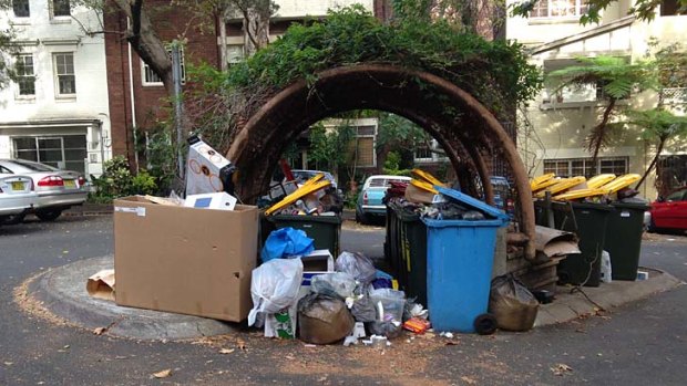 From this: The overflowing bins that now blight Darlinghurst's Royston Street and are a magnet for illegal dumpers and vermin.