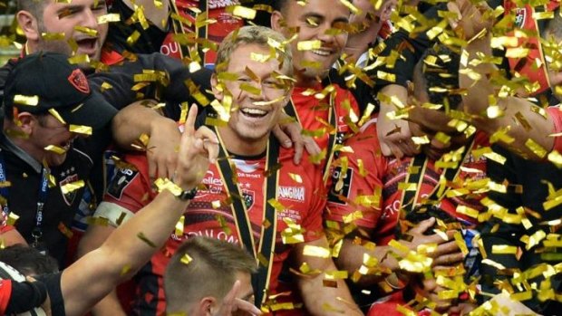 Perfect farewell: Jonny Wilkinson revels in another trophy triumph.