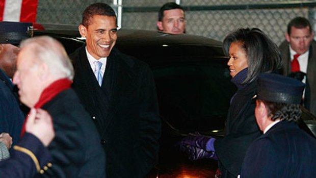 Barack Obama and his wife Michelle arrive in Washington.