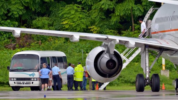 Asylum seekers arriving on Nauru in September.