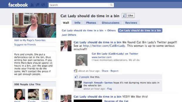 Facebook group "Cat Lady Should Do Time in a Bin".