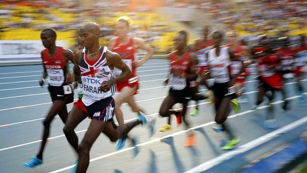 Olympic champion Mo Farah of Great Britain ran an unorthodox race to win the 10,000 metres.