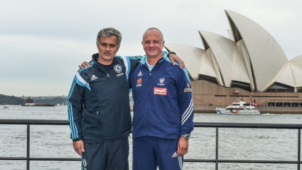 Boys in blue: Jose Mourinho and Graham Arnold.