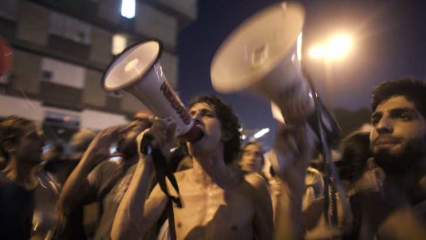 Protesters in Tel Aviv call for lower living costs and social justice in Israel.