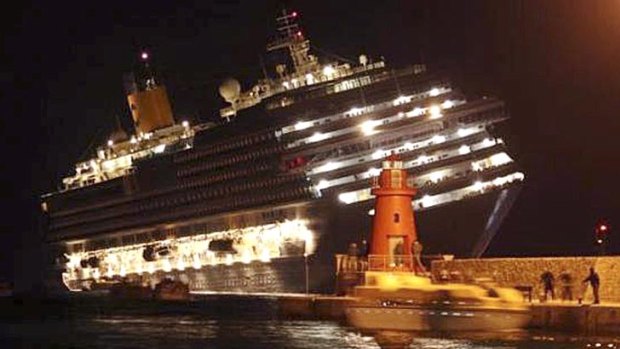 The scene of a deathly cruise ship accident off the coast of Italy.