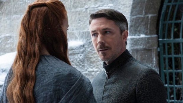 Mooning over Lysa? Hardly ... Petyr Baelish sets his sights on Sansa now he's no longer married.