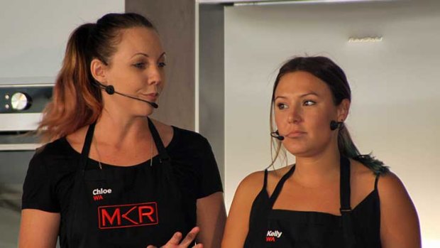 Chloe and Kelly from My Kitchen Rules at the Mandurah Crab Fest.