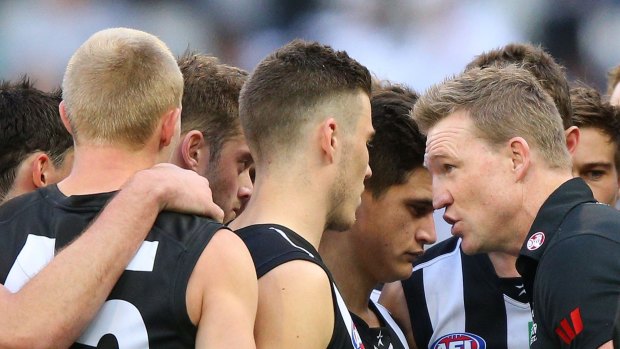Revving up: Collingwood coach Nathan Buckley.