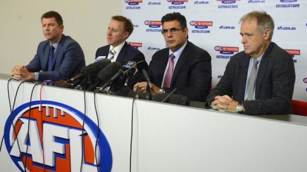 Peter Harcourt (far right) has been rebuked by the AFL.