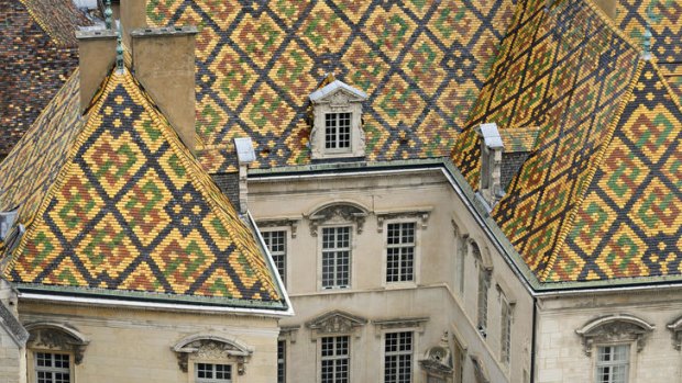 More than mustard ... the characteristic roof tiles of Dijon, on the 17th-century Hotel de Vogue.