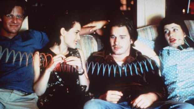 Coming of age: Ethan Hawke, third from left, in the 1994 film <i>Reality Bites</i>.