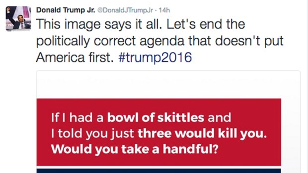 The tweet posted on  September 19 by Donald Trump jnr.