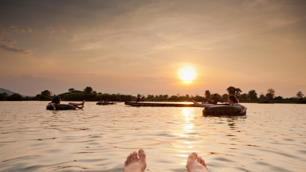 The island of Don Det is an upcoming backpacker stop on the Mekong River along the Cambodia/Laos border. Tubing around the islands is a popular activity here and a great way to catch a sunset. 