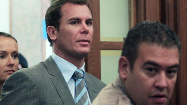 Troubled times: Wayne Carey appears in a US courthouse in 2008, charged with battery.