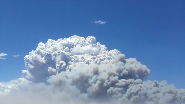 The smoke plume above the Eyre Highway fire. 