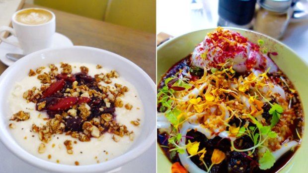 Ootong and Lincoln go for white maize (left) while flowers, coconut and cherries produce a colourful dish for The Little Pantry. 