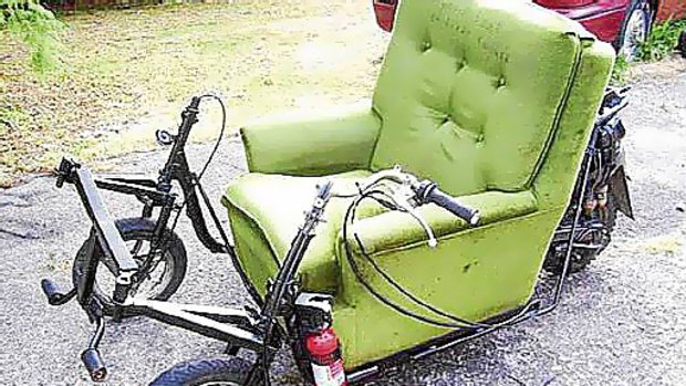 The motorised drinking couch for auction on TradeMe.