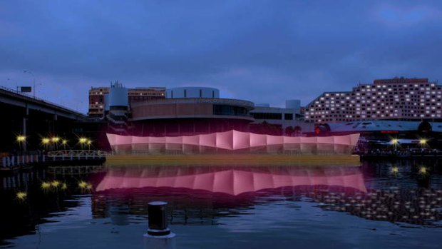 Pink pavilion: an artist's impression of the entertainment structure headed for Darling Harbour.