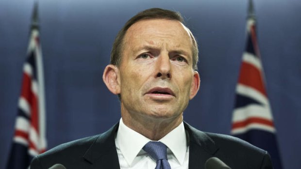 PM Tony Abbott at Sunday's media conference.