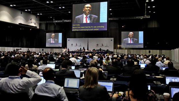 Hamdoun Toure, Secretary General of the ITU, speaks at the World Conference on International Telecommunication.