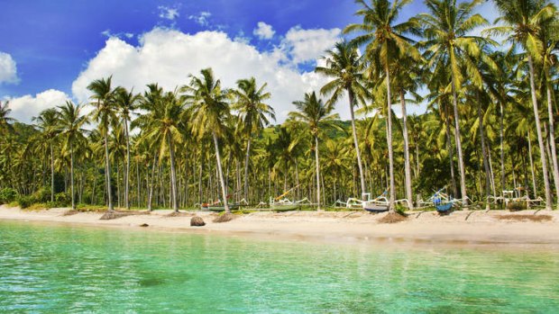 The turquoise waters of Nippah Beach in Indonesia.