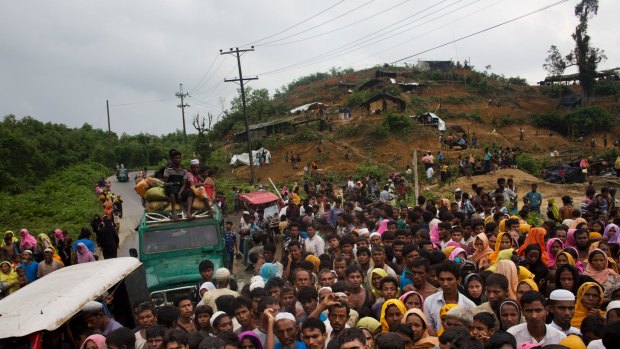 Aid officials say relief camps in Bangladesh are reaching capacity as thousands of Rohingya refugees continue to pour into Bangladesh as they flee violence in western Myanmar.