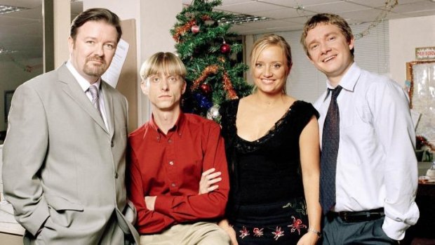 Enshrined: Martin Freeman (far right) with Ricky Gervais, MacKenzie Crook and Lucy Davis in <i>The Office</i>.