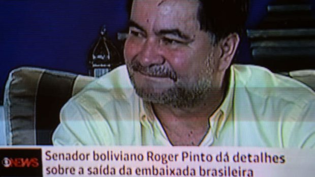 Screen capture of Bolivian opposition senator Roger Pinto speaking during an interview in Brasilia. A Brazilian diplomat revealed Monday that he helped a Pinto escape to Brazil after 15 months asylum in Brasilia's embassy in La Paz.