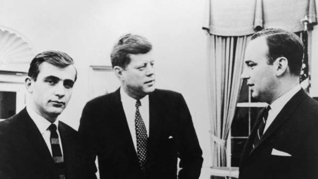 President John Kennedy, centre, with Rupert Murdoch, right, and the Daily Mirror editor, Zell Rabin, at the White House in 1962.