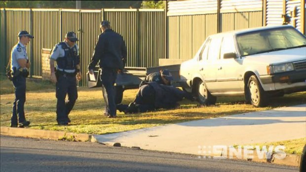 The scene of a suspected drive-by shooting in Ipswich. Photo: Nine News