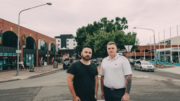 Lonsdale Street businessman Nik Bulum and motoring enthusiast Josh Summers. They are not happy about the ACT Government's decision to close Lonsdale street during the Summernats weekend.