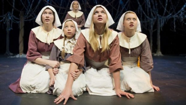 The hysterical girls from the Cast of the Crucible. From left, Yanina Clifton, Katy Larkin,  Zoe Priest, Alysandra Grant, (back) Saffron Dudgeon.