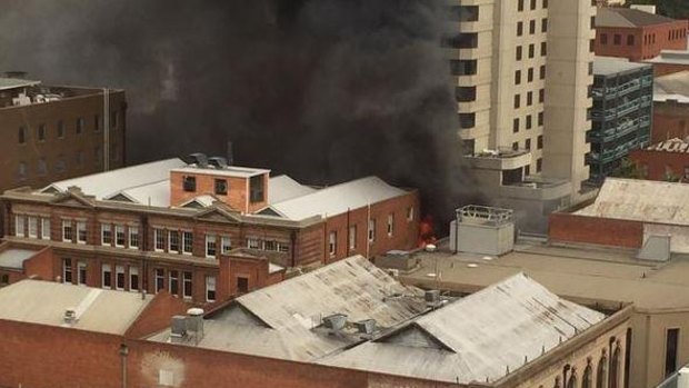 The Hotel Grand Chancellor in Adelaide is ablaze.