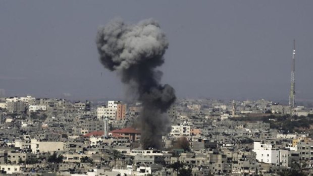 Smoke rises after an Israeli missile strike hit the northern Gaza Strip.