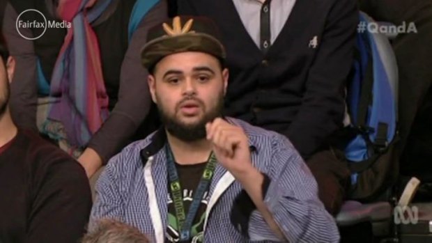 Zaky Mallah in his controversial appearance on the ABC's <i>Q&A</i> program.