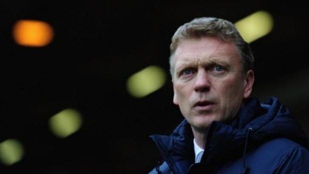 An isolated figure: Manchester United manager David Moyes.