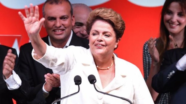 Re-elected Brazilian President Dilma Rousseff after her win.