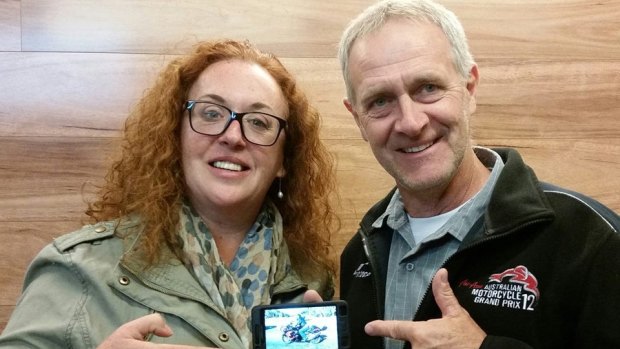 Heidi Pritchard with her friend Mark Stephenson who managed to take shots on his mobile phone of a man riding her stolen Hayabusa motorcycle.
