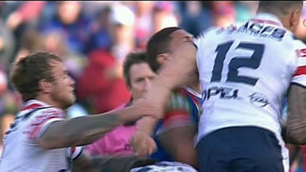 Sonny Bill Williams hits Willie Mason with a high shot.