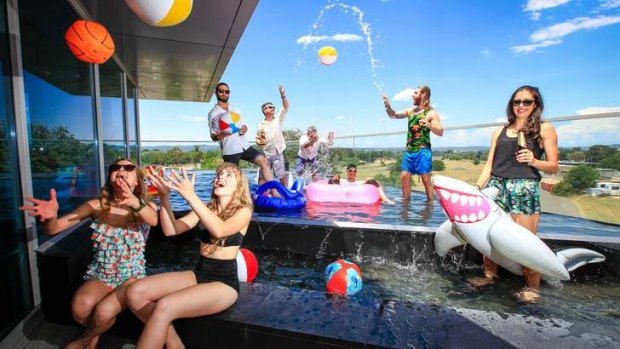 The Zoo advertising group have their roof top pool Christmas party.