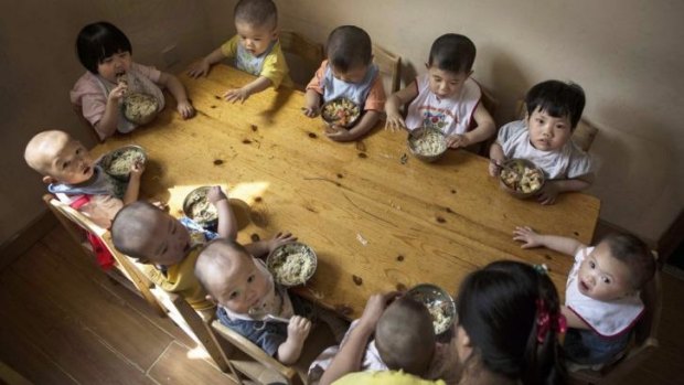 Orphaned Chinese children at a foster care centre in Beijing.
